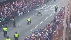 Boston Police Kick Field Goal At Patriots Parade
