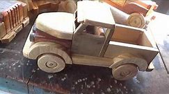 Vintage Chev truck and wooden toys I build from Free plans found online.#miniaturas