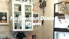 Halloween dining room tour : ) #Halloween #diningroom #vintagehomedecor #hutch #Holidays #pumpkin #spookyseason #cute | Berry Blossom Cottage