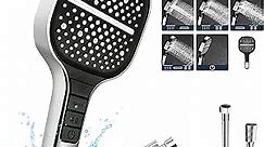 Shower Head with 79 Inch Hose Set, 7 Spray Modes High Pressure Shower Heads with Handheld, Universal Water Saving Handheld Powerful Square Large Shower Head with Multi Angle Adjustable Shower Bracket