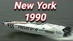 1990 New York - Don Johnson Kurt Russell Team USA Boat Raceing