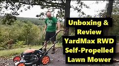 Unboxing and review of YardMax 201CC 22" Self Propelled Walk Behind Lawn Mower