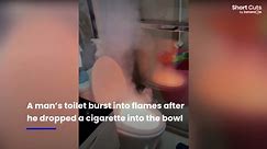 Man sets toilet on FIRE after dropping cigarette into water