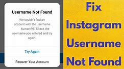 Fix instagram username not found we couldn't find an account with the username | not available