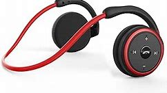 Small Bluetooth Headphones Wrap Around Head - Sports Wireless Headset with Built in Microphone and Crystal-Clear Sound, Foldable and Carried in The Purse, and 12-Hour Battery Life, Red