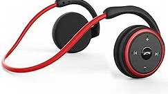 Small Bluetooth Headphones Wrap Around Head - Sports Wireless Headset with Built in Microphone and Crystal-Clear Sound, Foldable and Carried in The Purse, and 12-Hour Battery Life, Red