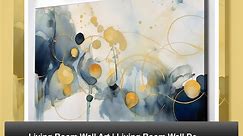 Living Room Wall Art | Living Room Wall Decor | Bedroom Wall Art | Bedroom Wall Decor | Abstract White Blue and Gold Marble Canvas Wall Art