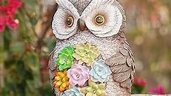 DiliComing Outdoor Garden-Decor Owl Gifts - Solar Resin Owl with Succulents and LED Lights, Outdoor Decorations Lawn Ornament Owl Sculpture Gift for Mom, Women, Birthday and Holidays