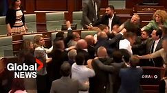 Brawl breaks out in Kosovo’s parliament during PM's speech