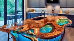 I need one of these islands in my kitchen immediately! 👏👏 #interiordesign #epoxytable #woodworking | Inspiring Designs