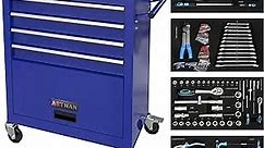 Tool Chest with 233 Pcs Tool Sets, 4-Drawer Blue Tool Cabinet - Rolling Tool Cart On Wheels for Mechanics Heavy-Duty Metal Tool Box Storage Cabinets for Garage (Blue)