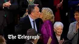 Moment Jill Biden kisses Kamala Harris' husband on the lips | State of the Union address