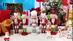 5PCS Christmas Nutcrackers, Glittery Nutcrackers Ornaments Wooden Nutcracker Soldier Hanging Decorations for Christmas Tree Gift Shelf Table Decoration