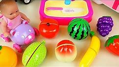Baby doll and fruit kitchen toys refrigerator baby Doli play