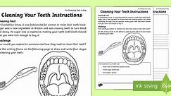Clean Your Teeth Instructions Worksheet