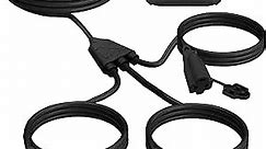 Banord Extension Cord 1 to 3 Splitter, Max 28FT End to End (40FT Total), with 3 Weatherproof Covers for Indoor and Outdoor, 16/3 SJTW Weatherproof Wire for Holiday Decoration Light, UL Listed, Black