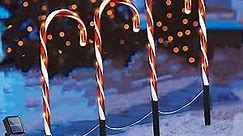 Fcysy Solar Christmas Lights Outdoor Waterproof, 4 PCS Xmas Candy Cane Pathway Lights Solar Powered, Christmas Outside Decorations Yard Walkway Stake Lights for Holiday Lawn Garden Patio Décor