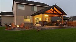 #homeimprovement #DIY #patio #outdoorliving post and beam patio cover with 120k btu gas fire pit