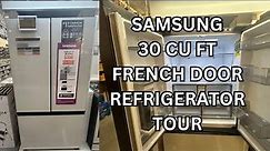 Samsung Fridge Tour 30 Cu. Ft 3-Door French Door Smart Auto Water / Ice Maker White Glass Door