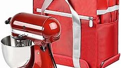 Stand Mixer Cover Compatible with KitchenAid Stand Mixer 4.5-5 Quart, Portable Travel Storage Case Bag with Multiple Pockets and Handle for Kitchen Aid Mixer Accessories (Box Only) - Red