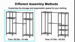 Ulif E7 Heavy Duty Garment Rack, Freestanding Clothes Organizer and Storage Rack with Expandable Hangers Rods, Metal Portable Closets with 6 Wire Shelves, (52.3"-72")W x 14.5"D x 71.2"H, Load 740 LBS
