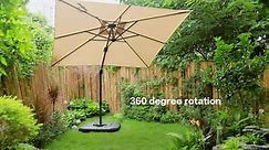 PURPLE LEAF 8 ft. Square Outdoor Patio Cantilever Umbrella Aluminum Offset 360° Rotation Umbrella in Light Gray PPL04XHS08-LG