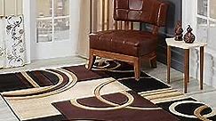 GLORY RUGS Area Rug Modern 5x7 Brown Soft Hand Carved Contemporary Floor Carpet with Premium Fluffy Texture for Indoor Living Dining Room and Bedroom Area