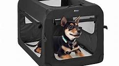 Veehoo Folding Soft Dog Crate, 3-Door Pet Kennel, 600D Cationic Oxford Fabric, 20", Black