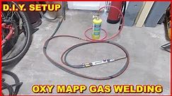 OXY MAPP GAS WELDING acetylene oxygen mini bottle kit set up regulator hose torch gear hot flame