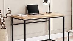 CENSI Natural Oak Wood and Metal Writing Computer Desk with Extra Thick and Deep Tabletop, 47 Inch, Modern Industrial Style (Light Wood)