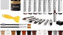 DEWEL Wood Furniture Repair Kit, New Upgrade Wood Fillers, Furniture Touch Up Markers, Wax Sticks, Wood Putty with Beeswax for Cracks, Wood Hole, Scratches, Floor, Table, Door