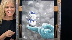 Learn How to Draw and Paint with Acrylics CUTEST SNOWMAN #3 Beginner Acrylic Painting Tutorial