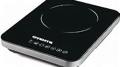 OVENTE Electric Induction Single Burner, 1800W Portable Cooktop with 7.4 Inch Ceramic Hot Plate, 8 Temperature Settings, 5 Timer Levels, LED Digital Display Panel & Auto Shut-Off Function, Black BG61B