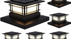 Dynaming 6 Pack Solar Post Lights Outdoor, Solar Powered Fence Post Cap Lights, High Brightness Warm White SMD LED Lighting Decor for Garden Deck Patio, Fit 4x4, 5x5 or 6x6 Vinyl/Wooden Posts