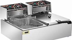 VIVOHOME 20.7 Qt 5000W Commercial Electric Deep Fryer with 2 x 6.35 Qt Removable Baskets for Restaurant, Overheat Protection