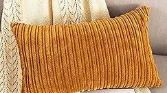 UGASA Decor Pillow Cover Rectangular Lumbar Velvet Cushion Case for Lumbar, 1 Piece, 12x20-inch (30x50cm), Golden Brown