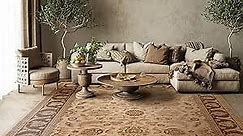 9'x12'2'' Hand Knotted Wool Aggraa Oriental Area Rug Beige, Brown Color