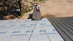 Tips for installing metal roof panels with a 2-man crew. Miiller's Construction #roofershelper #roof #roofer #roofing #metal #metalroof #metalroofing