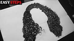 Easy way to draw realistic curly hair // step by step tutorial