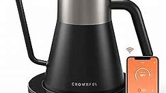 CROWNFUL Smart Electric Gooseneck Kettle with 4 Variable Presets, ±1℉ Temperature Control, 0.8L Capacity, 1200W Quick Heating, 100% Stainless Steel, Pour Over Coffee Kettle, Alexa Control