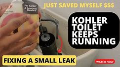 Kohler toilet keeps running/ Tank not filling/ Quick fix