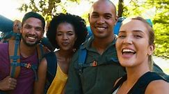 Group Friends Backpacks Posing Selfie On Stock Footage Video (100% Royalty-free) 1101841555 | Shutterstock