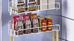 2 Pack Magnetic Spice Rack Organizer Refrigerator, Metal Fridge Shelf for Kitchen Storage, Magnet Spice Rack for Microwave Oven (White)