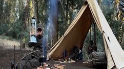 Bushcraft camping - hot tent with wood stove. Making pot hanger