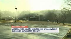 Hours after massive fire destroyed Florence church, firefighters put out hot spots as smoke continues to smolder