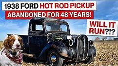 Barn Find!1938 Ford Hot Rod Pickup! OHV V8 Power!! Abandoned For 48 Years! Will It Run?!?
