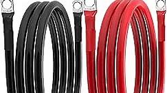 6 AWG Battery Cable 6 Gauge Battery Wires with 5/16 terminals Power Inverter Cables for Solar Boat Marine RV Car (5FT, with 3/8"+5/16" Top Post Set)