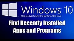 Find Recently installed apps / Programs in windows 10