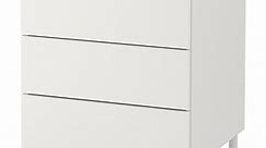PLATSA chest of 3 drawers, white/Fonnes white, 60x57x73 cm - IKEA
