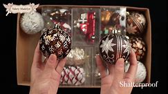 Valery Madelyn Christmas Tree Ornaments Set, 60ct Red White Copper Shatterproof Christmas Tree Decorations Bulk, Rustic Decorative Hanging Ball Ornaments for Xmas Trees Holiday Party Decor